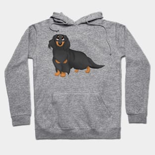 Black & Tan Longhaired Dachshund Dog Hoodie